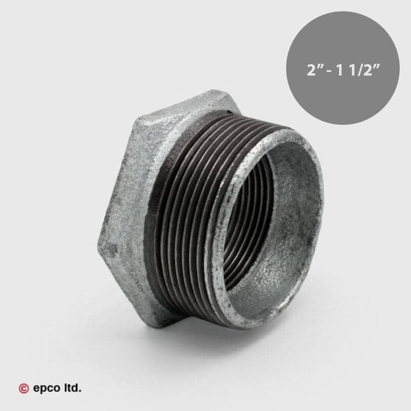 2" - 1 1/2" Galvanised Malleable Iron Threaded Reducing Bush