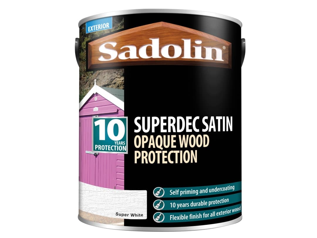 Sadolin Superdec Opaque Wood Protection Super White Satin 5 litre 5028827