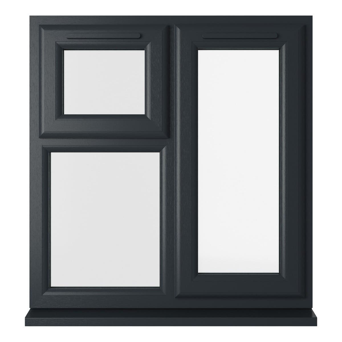 uPVC Grey/White Double Glazed Window - Right Handed - Side Hung/Top Opener - Clear Glass - 905 x 965mm