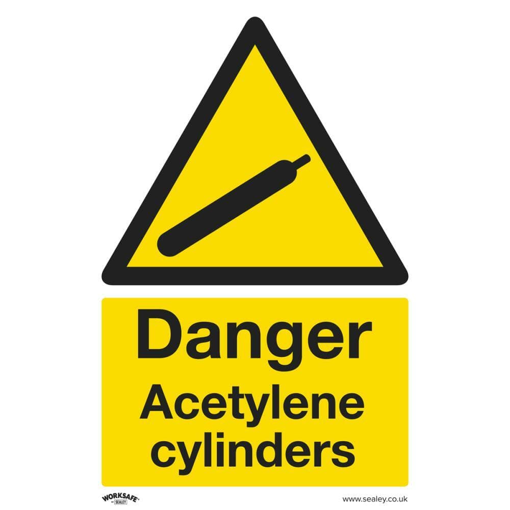 Sealey SS63P1 Warning Safety Sign - Danger Acetylene Cylinders - Rigid Plastic
