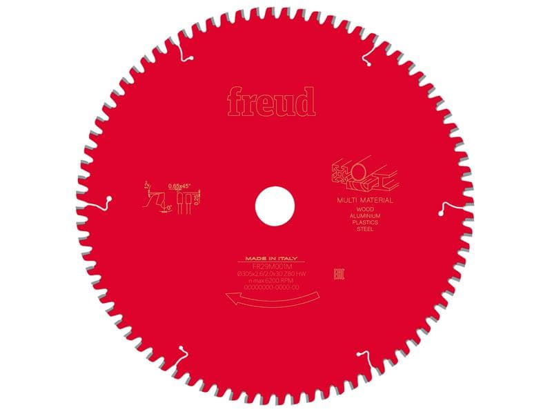 Freud F03FS09891 Multi-Material Mitre Saw Blade 305 X 30 X 2.6/2Mm X 72T