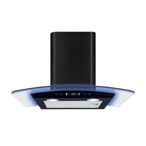 CDA EKP60BL 60cm Curved Glass Cooker Hood with Edge Lighting Black