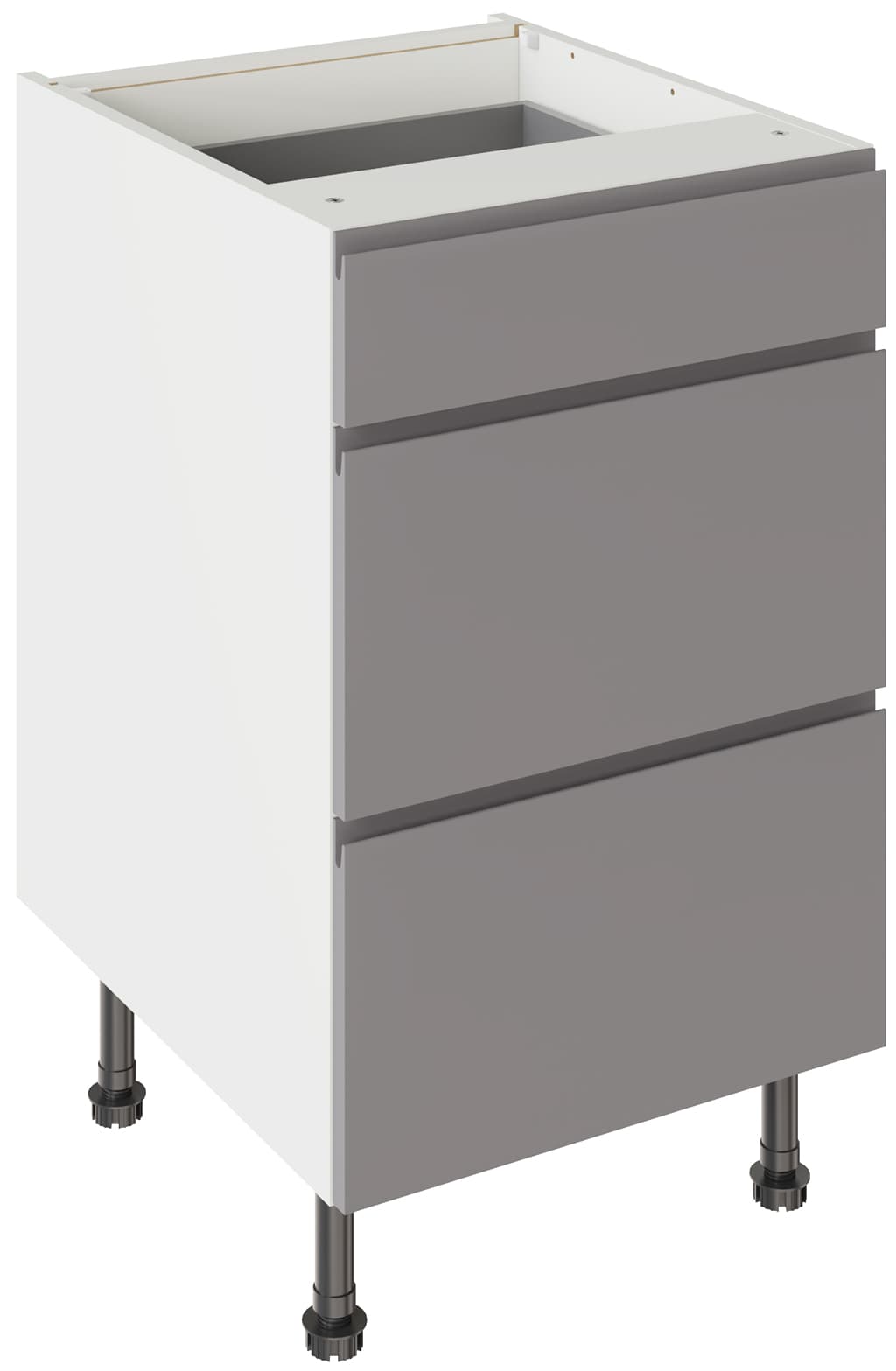Flatpack Three Drawer Base Unit J-pull Super Gloss Dust Grey 500mm - FKKJ0341