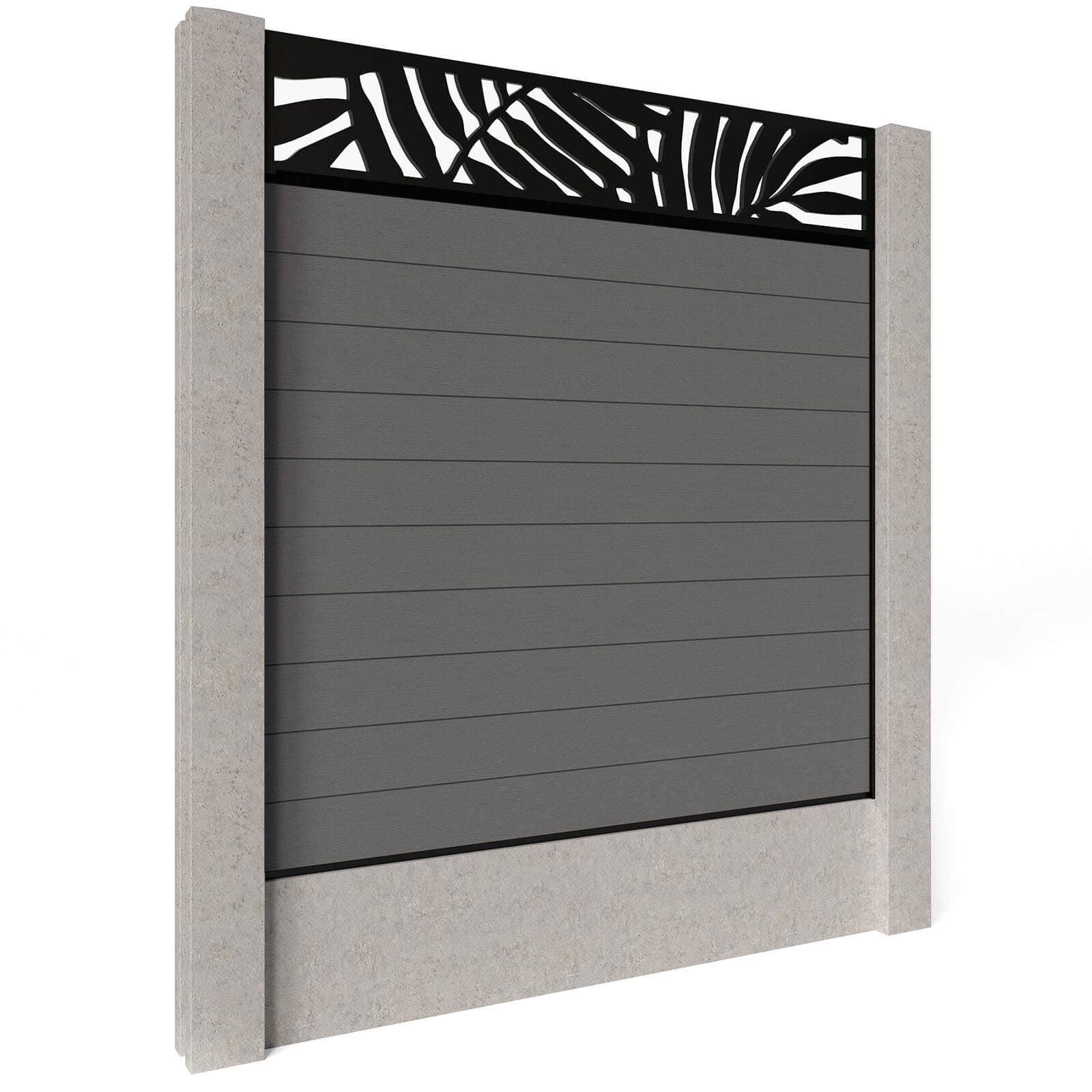 Composite Fence Panels - Ash with Aluminium Railings (for concrete posts) 1.8m