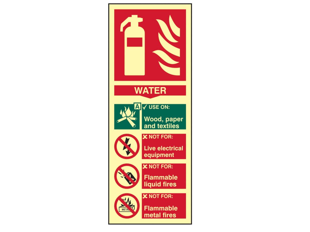 Scan Fire Extinguisher Composite Water - Photoluminescent 75 x 200mm 1590