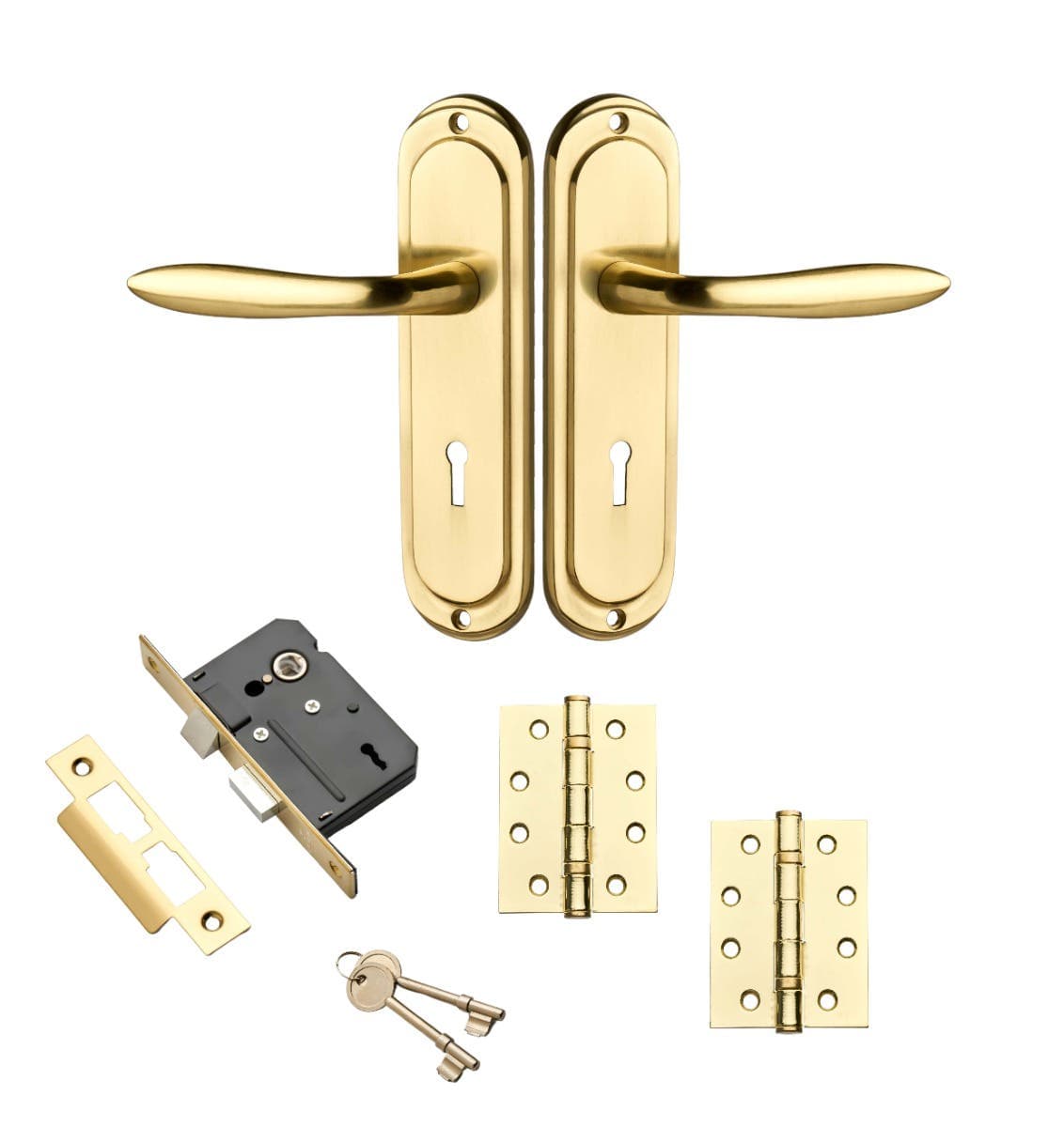 Mocho Lever Sashlock Door Handle - Polished Brass - Complete Door Pack