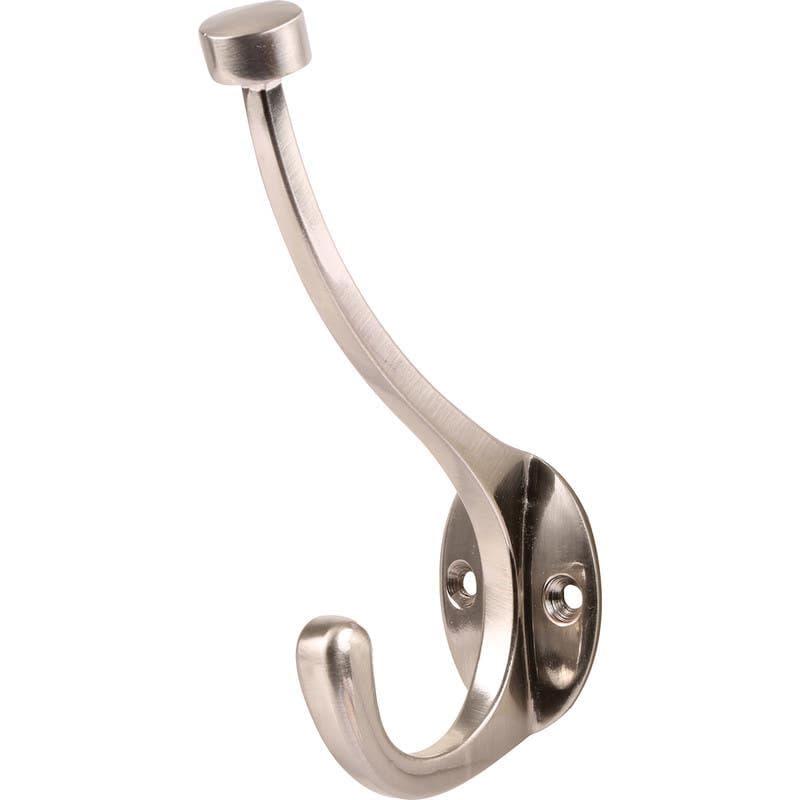 Pill Top Design Hat & Coat Hook - Satin Nickel - Wall/Door Mountable - Decohooks