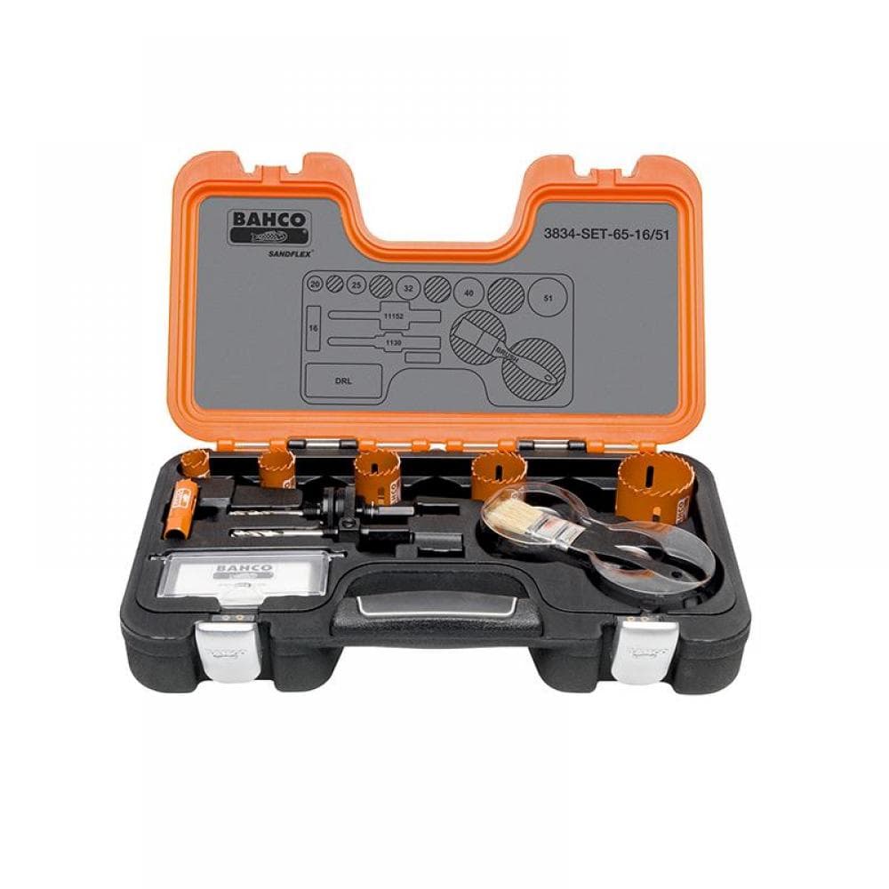 Bahco 3834-SET-65-16/51 Professional Holesaw Set 3834 16/51 Sizes: 16-51Mm
