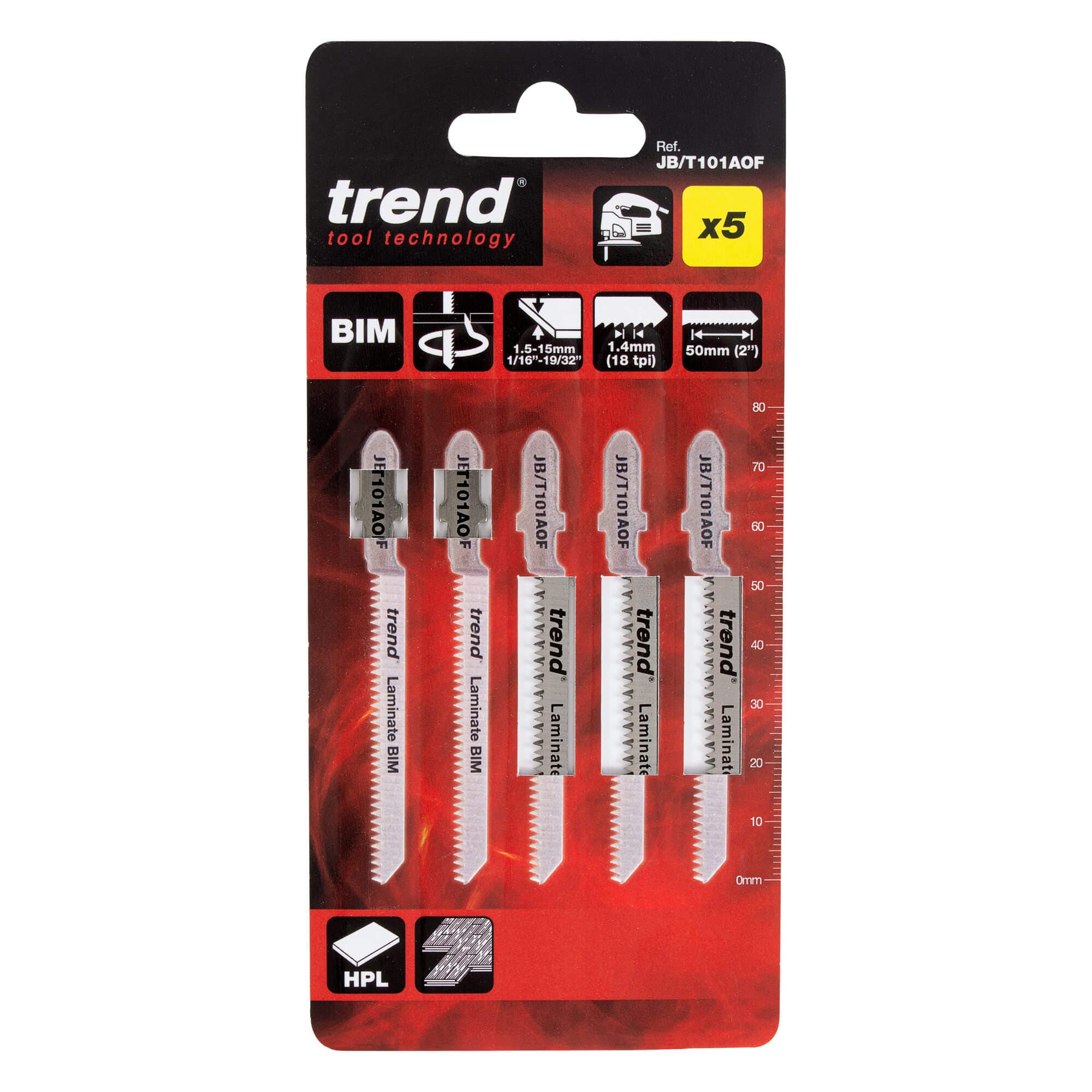 Trend Bi-Metal Laminate Jigsaw Blade 76Mm 5 Pack Pk 5 JB/T101AOF