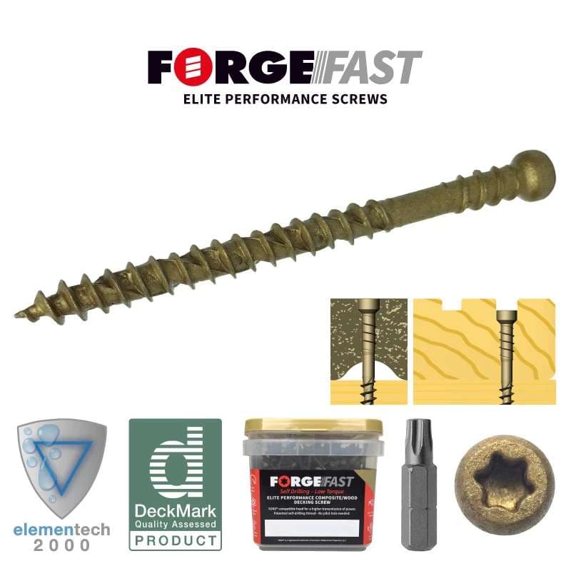 Forgefast FFDSC4550TT Elite Low-Torque Reduced Head Decking Screws - Tan 4.5 X 50Mm (Tub Of 600)