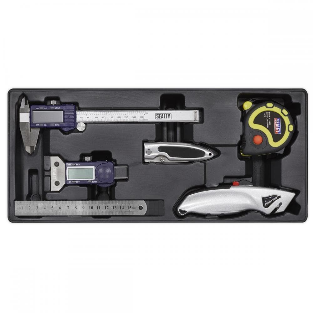 Sealey TBT12 Tool Tray With Measuring & Cutting Set 6Pc