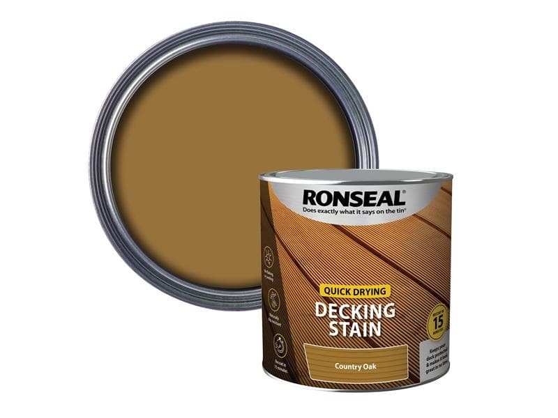 Ronseal 39077 Quick Drying Decking Stain Country Oak 2.5 Litre