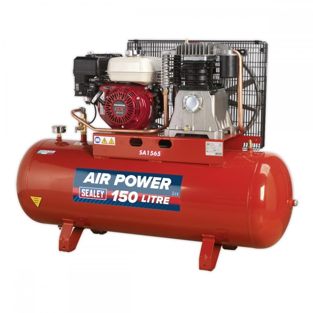Sealey SA1565 Air Compressor 150L Belt Drive Petrol Engine 6.5Hp