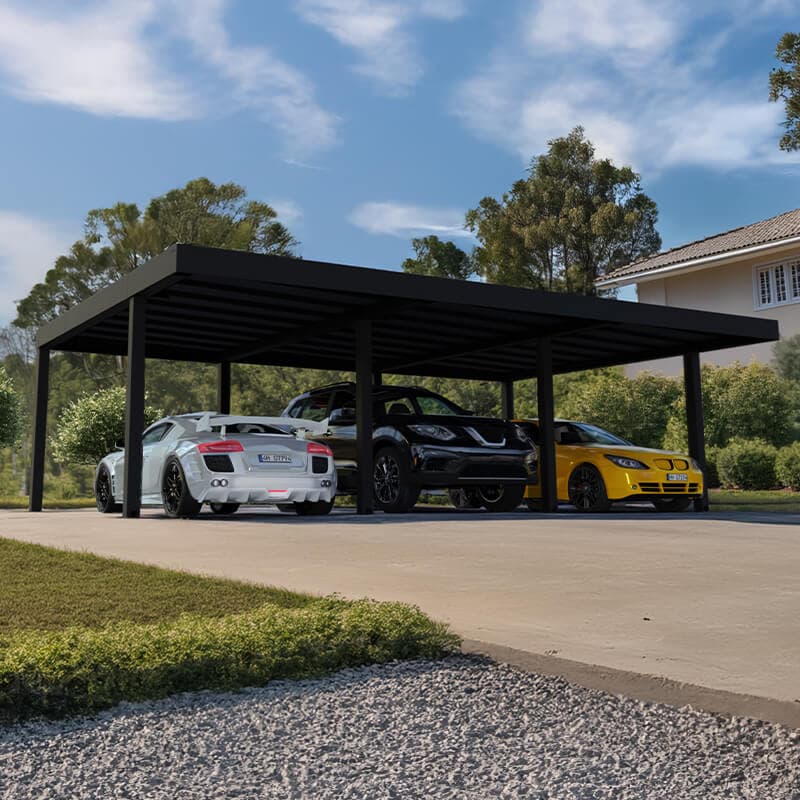 20' x 30' Palram Canopia Oslo Black Metal Triple Carport (5.96m x 9.01m)