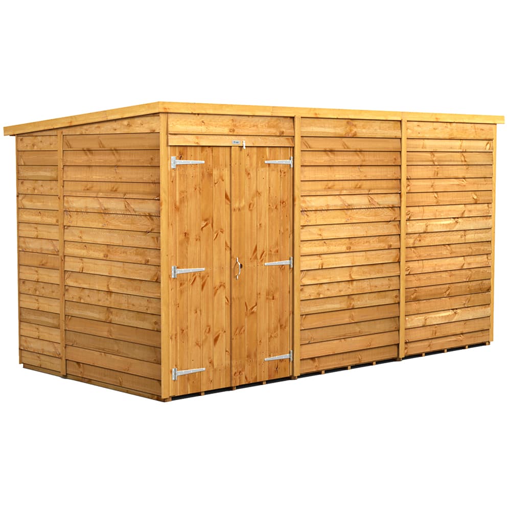 Powersheds 12 x 6 Power Overlap Pent Double Doors No Windows