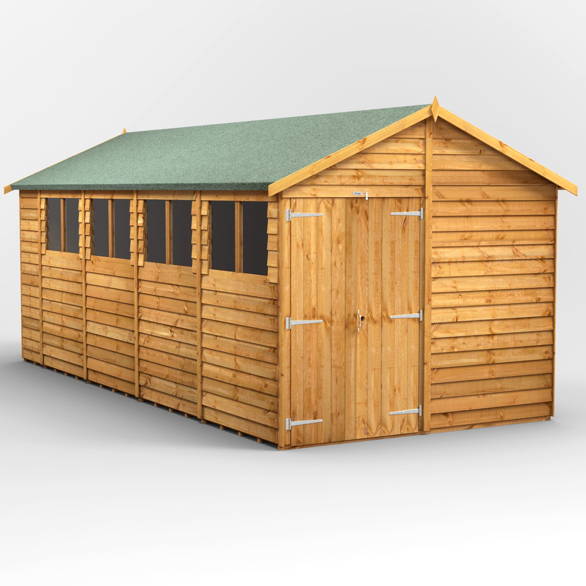 Powersheds 18 x 8 Power Overlap Apex Double Door Shed