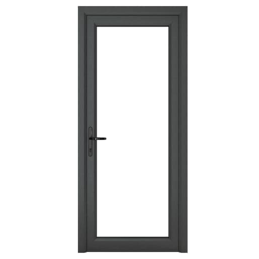 Crystal Single Door Full Glass Right Hand Grey 7016 External White Internal Clear 840 x 2090 x 70mm