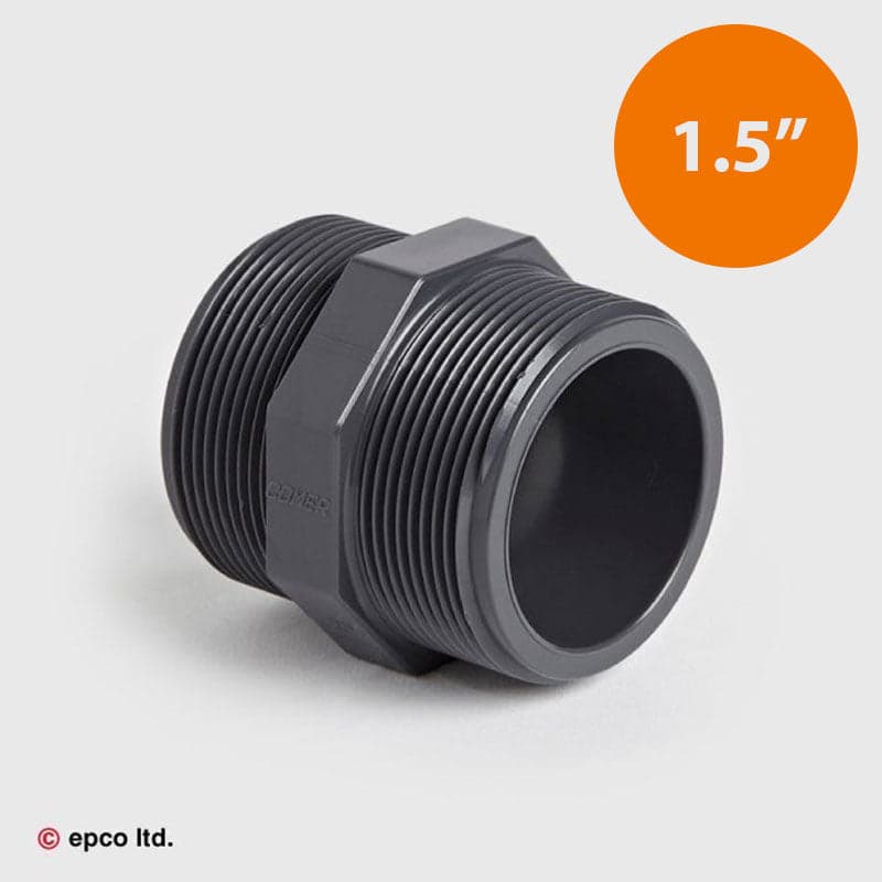 1 1/2" U-PVC Threaded Hexagon Nipple Male