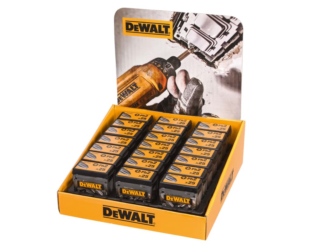 DEWALT Power Tools PH2 25mm Standard Tic Tac Display 21 x Packs of 25 DT71522-QZ