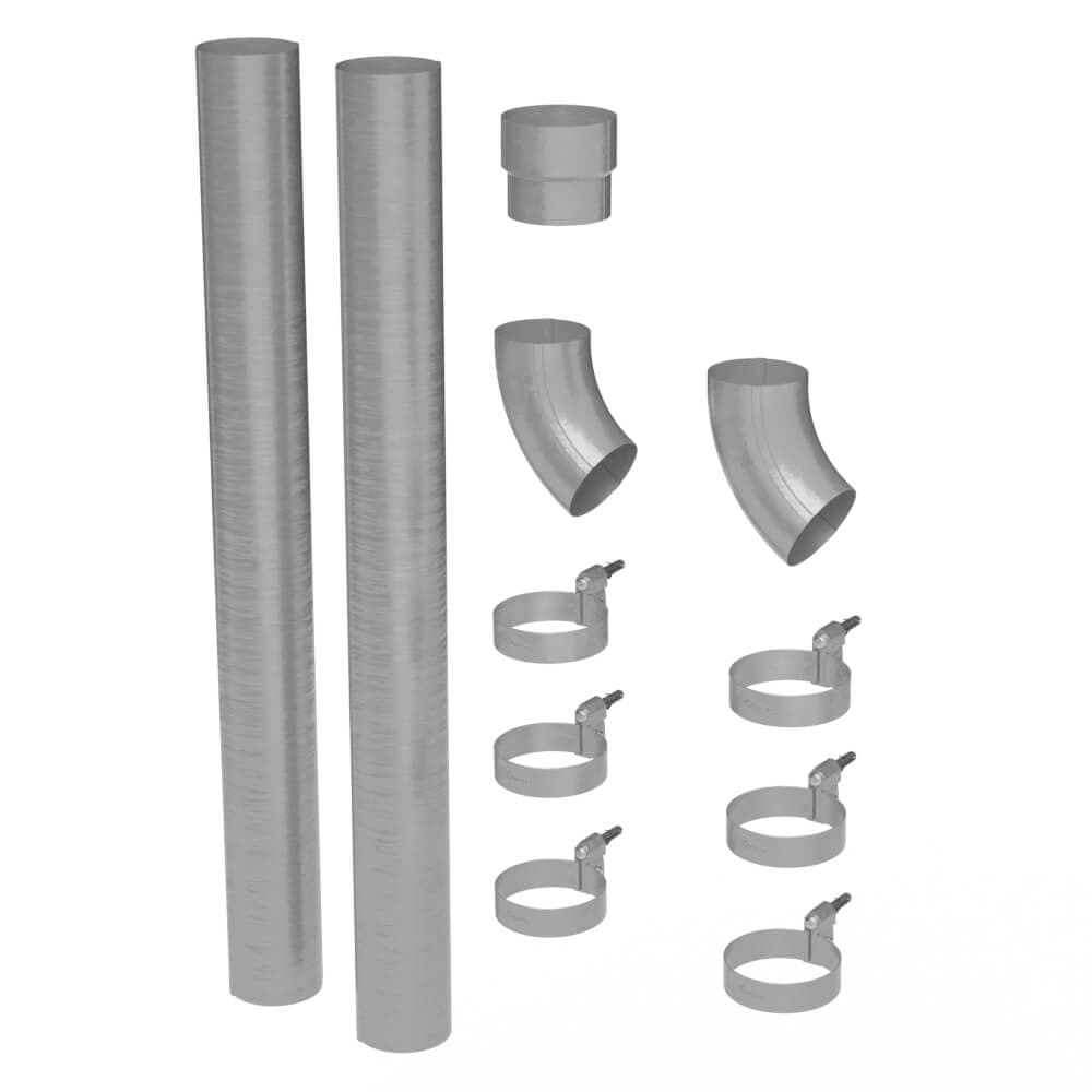 Galeco Steel Round Offset Downpipe Kit Galvanised - 100mm Diameter