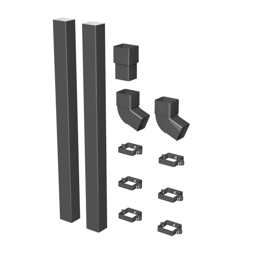 Galeco Square PVC Offset Downpipe Kit Galeco Grey - 80mm Diameter