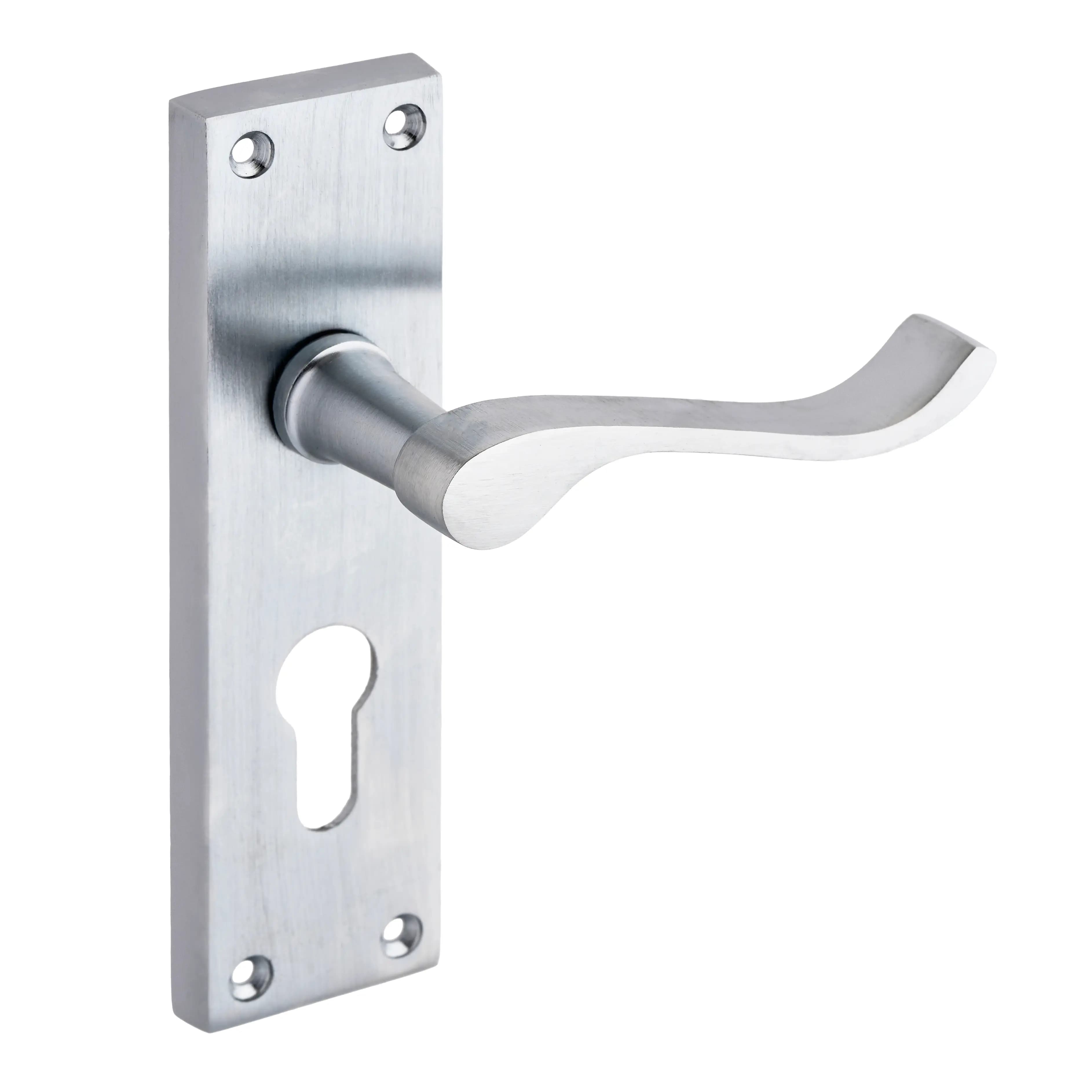 Victorian Scroll Lever Door Handle - Euro Lock - Satin Chrome - Pair - Designer Levers