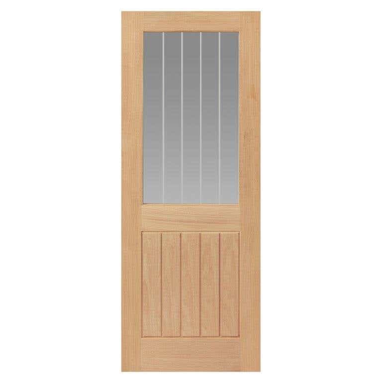 Thames Oak 1/2 Light Part Glazed Cottage Style Internal Door With Etched Glass - Unfinished - 35 x 1981 x 762mm