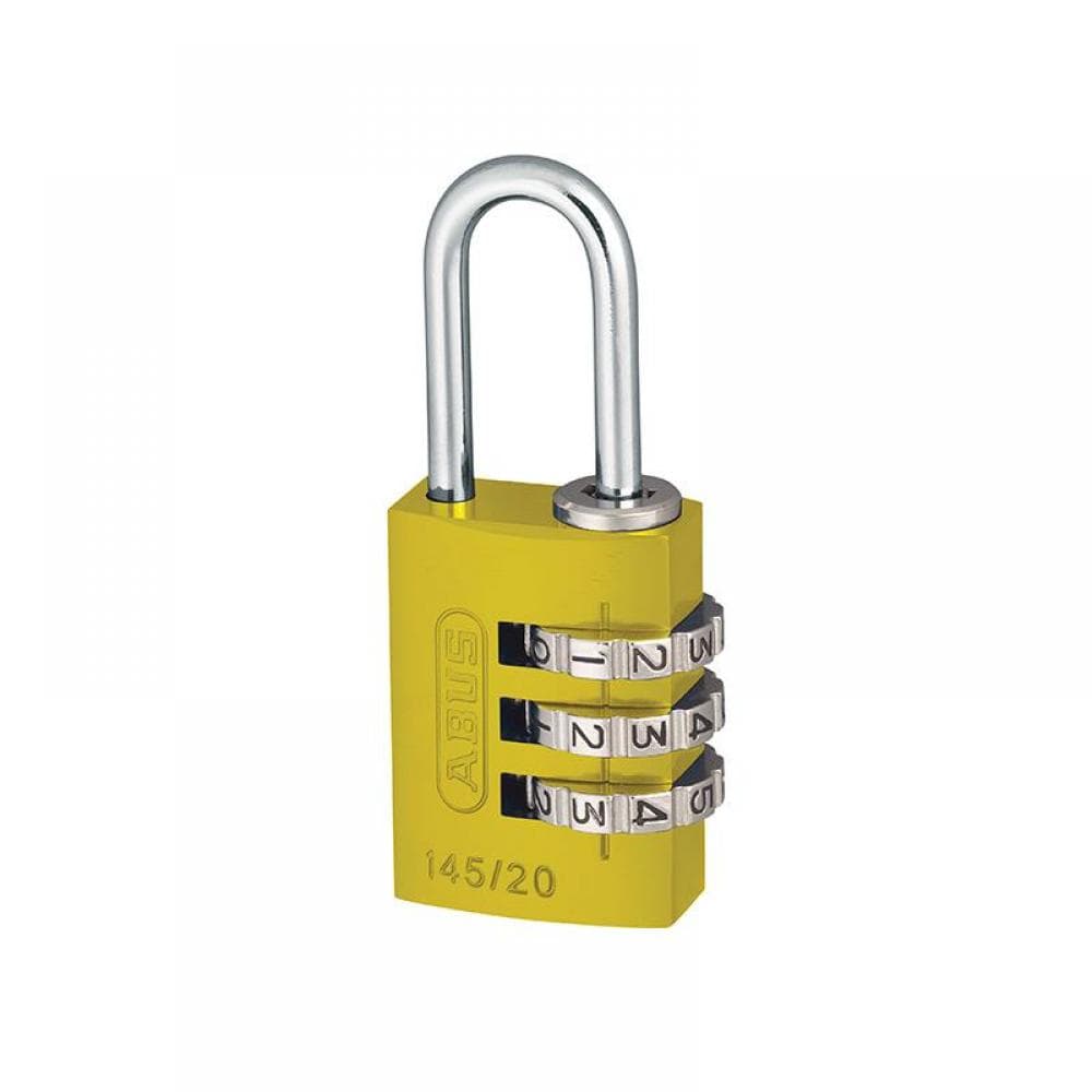 Abus Mechanical 46572 145/20 20Mm Aluminium Combination Padlock Yellow 46572