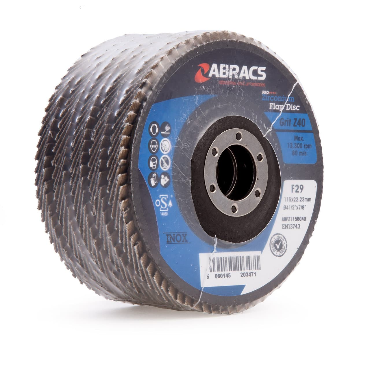 Abracs Abfz115B040 Pro Zirconium Flap Disc 115Mm 40 Grit (5 Pack)