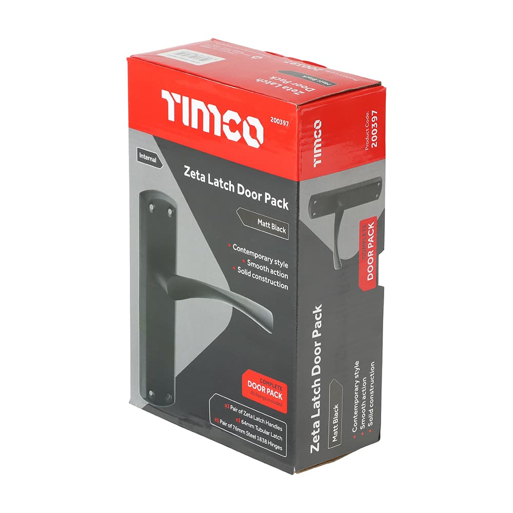 Timco Zeta Latch Door Pack - Matt Black Box 1 200397