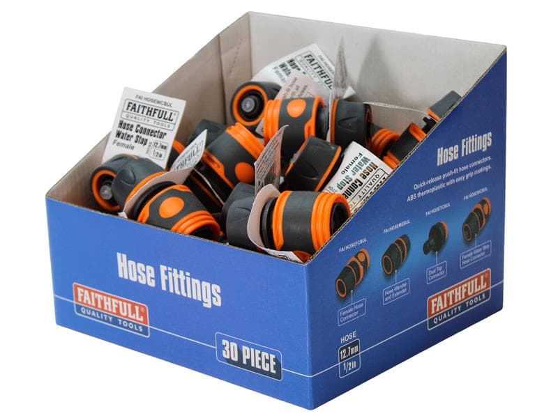 Faithfull YM5810E Plastic Water Stop Hose Connector 1/2In (Box 30)