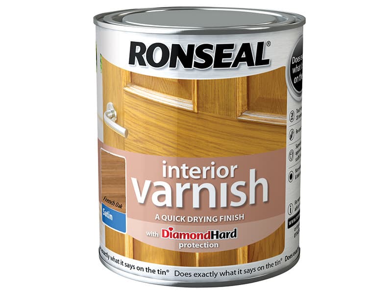Ronseal 36835 Interior Varnish Quick Dry Satin French Oak 750Ml