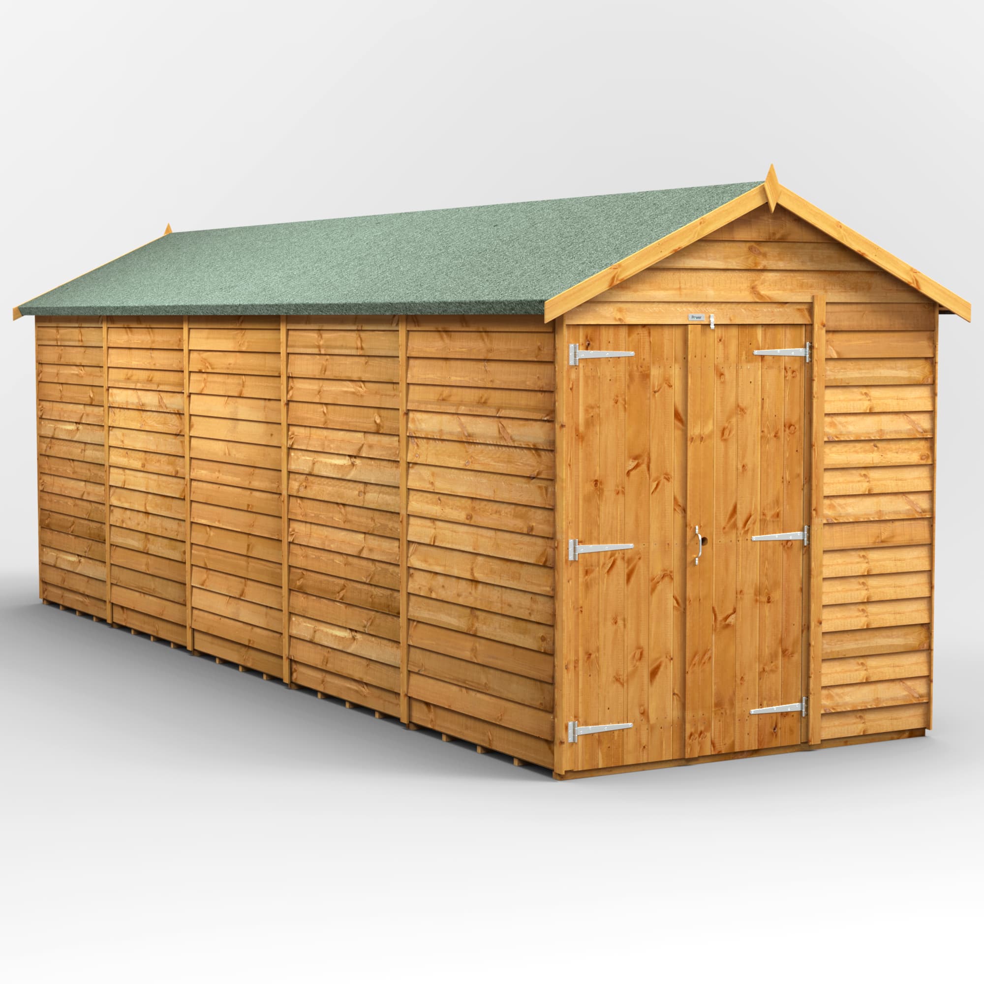 Powersheds 20 x 6 Power Overlap Apex Double Doors No Windows