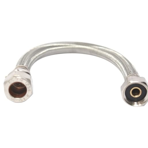15mm x 1/2" Flexible Tap Connector Pipes 30cm Pair