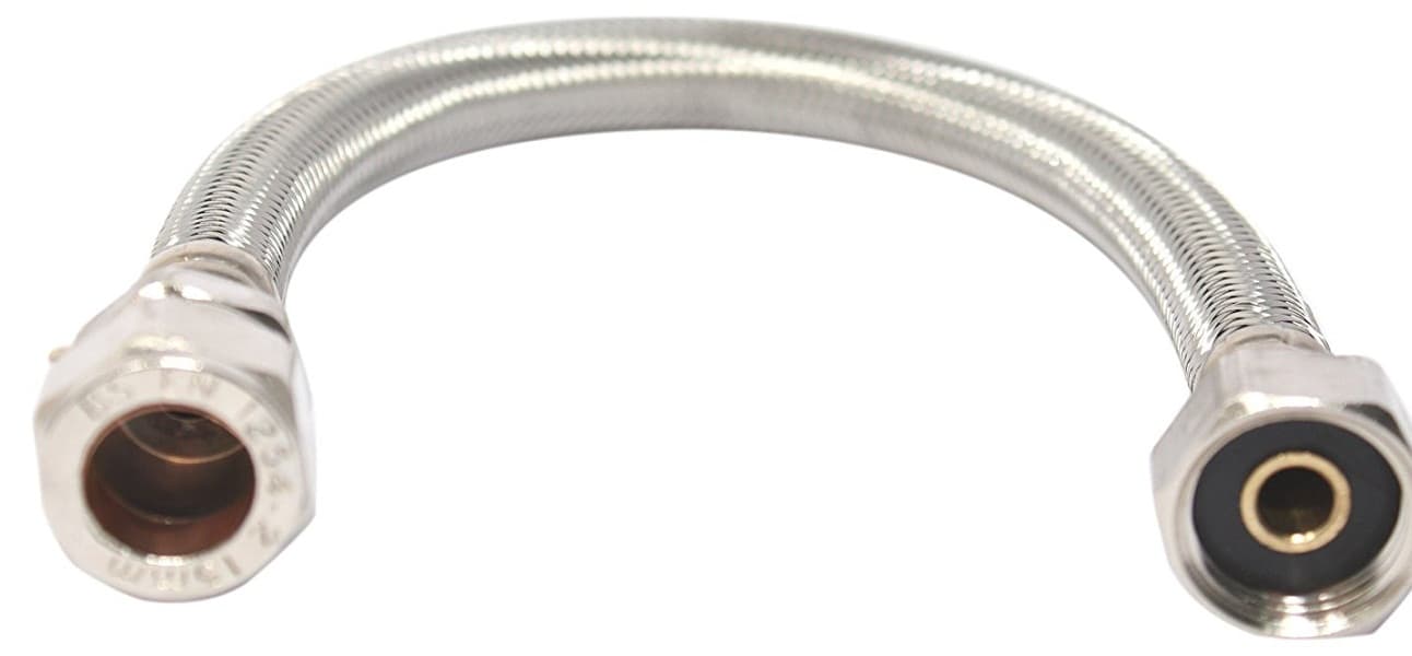 15mm x 1/2" Flexible Tap Connector Pipes 30cm Pair