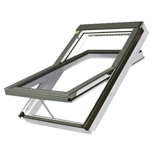 Acrylic Coated Electric Centre Pivot Roof Window - 1140mm x 1400mm Double Glazed White