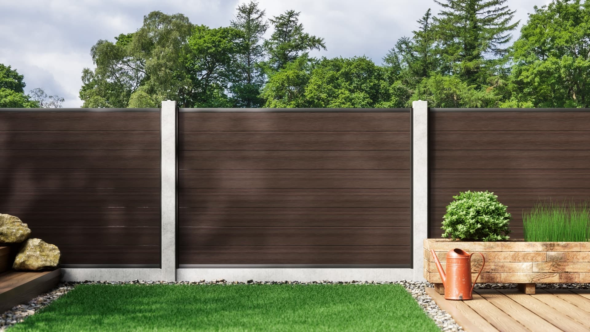 1.2m Walnut Composite Fencing