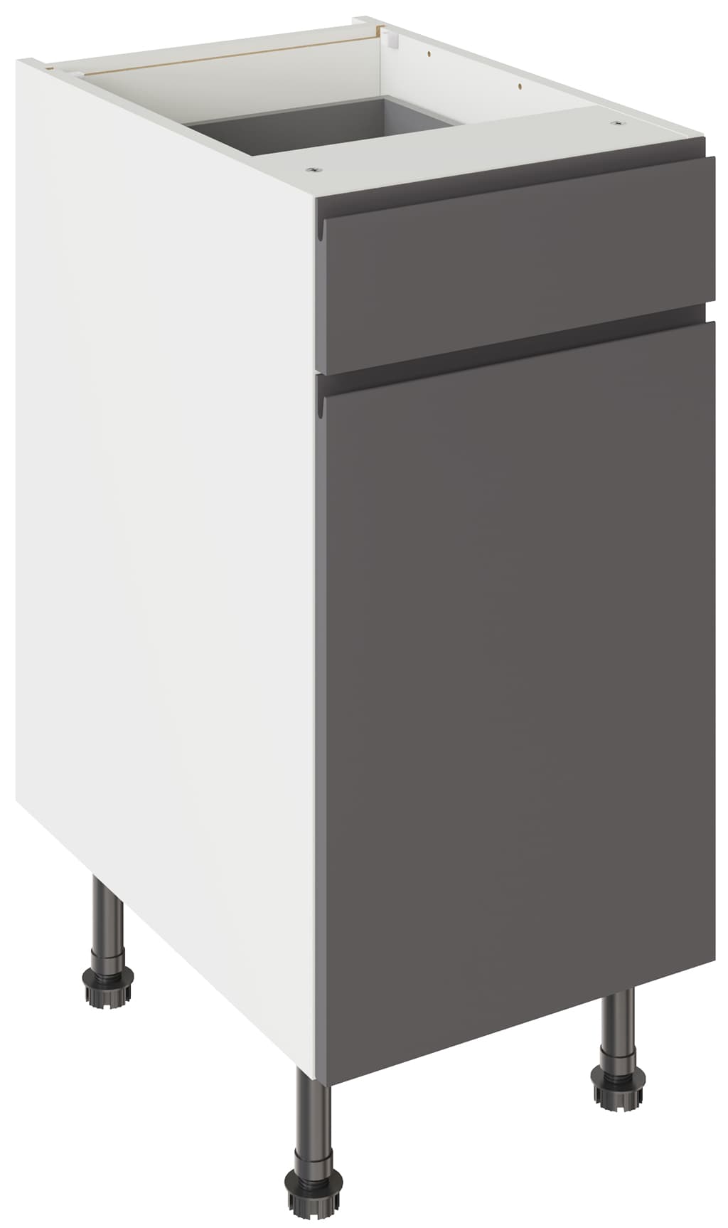Flatpack 400 Drawerline Base Cabinet J-Pull Super Gloss Graphite