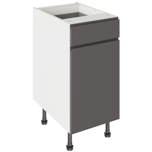 Flatpack 400 Drawerline Base Cabinet J-Pull Super Gloss Graphite