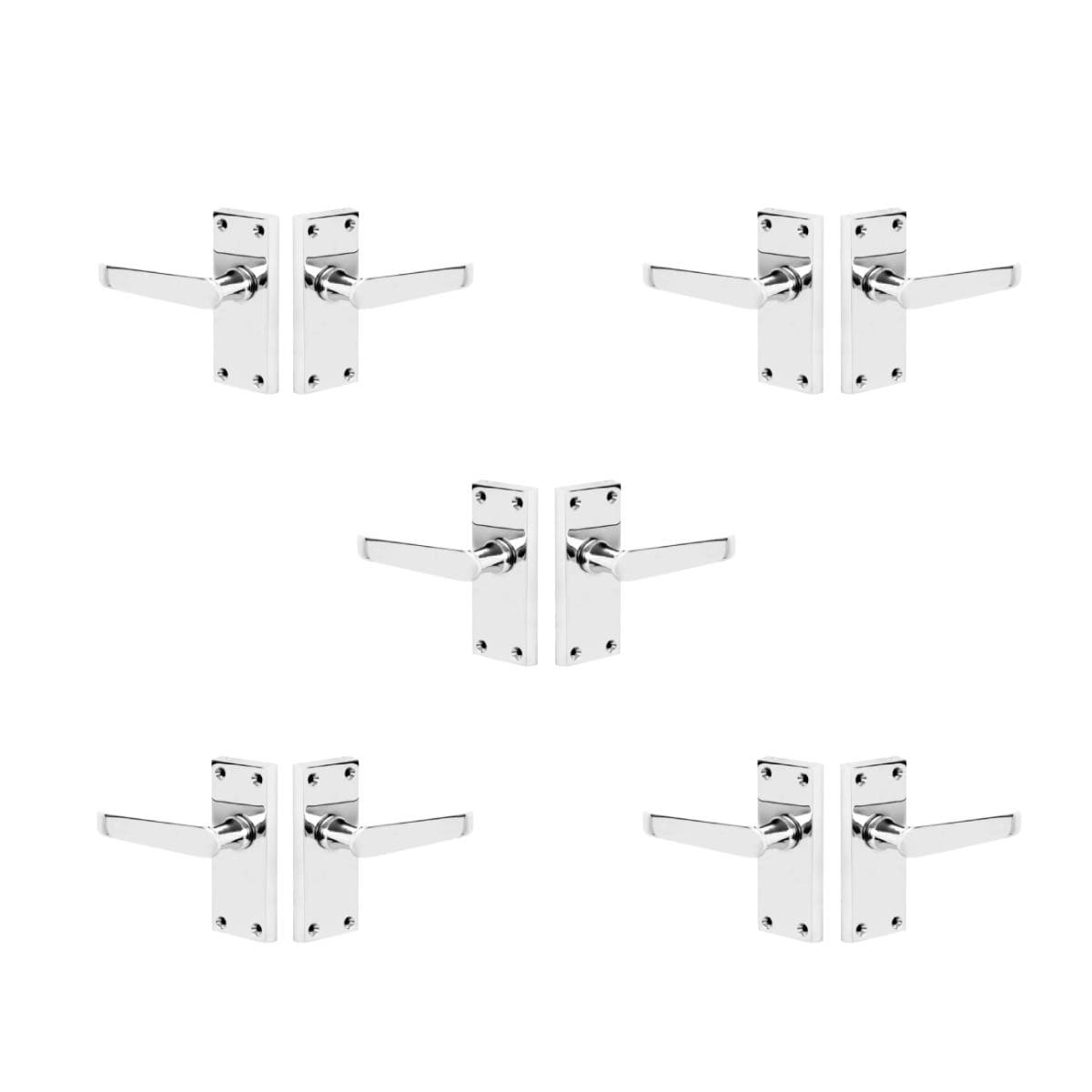 Victorian Straight Lever Short Door Handle - Polished Chrome - Pack of 5 - Internal - Designer Levers