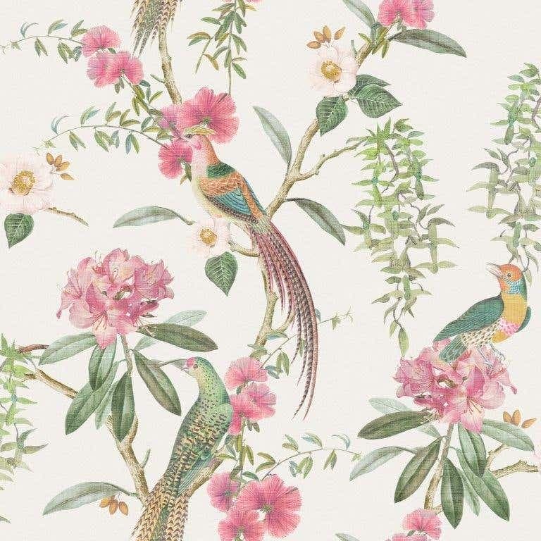 Exotic Garden Pink Green Wallpaper - 1005 x 53cm