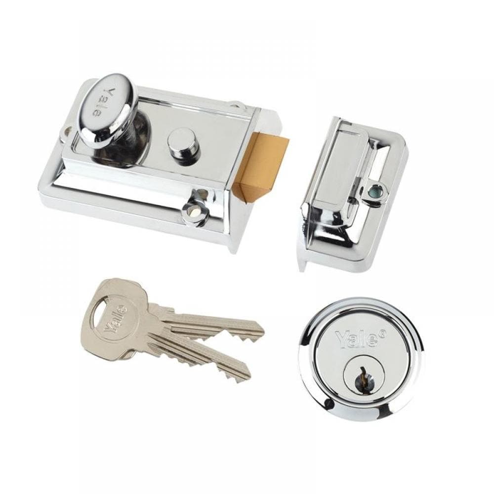 Yale Locks 630077101162 P77 Traditional Nightlatch 60Mm Backset Chrome Finish Box