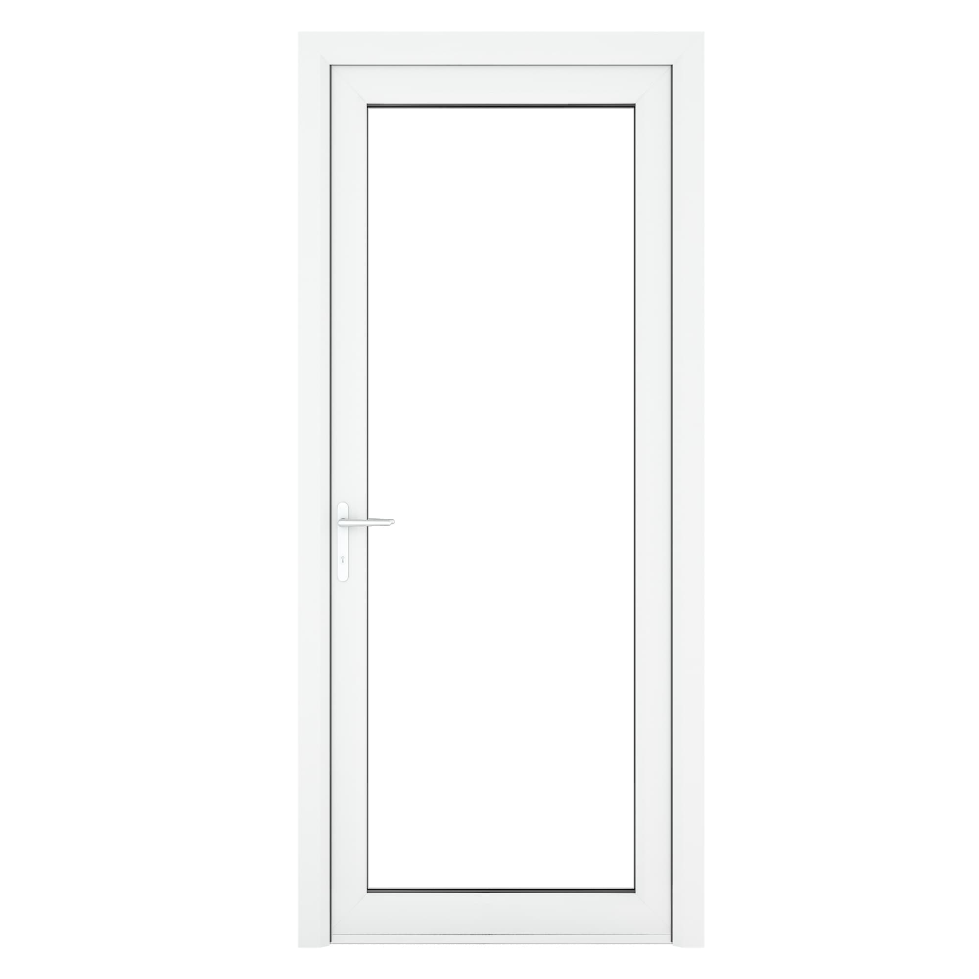 Crystal Single Door Full Glass Right Hand White Clear 890 x 2090 x 70mm