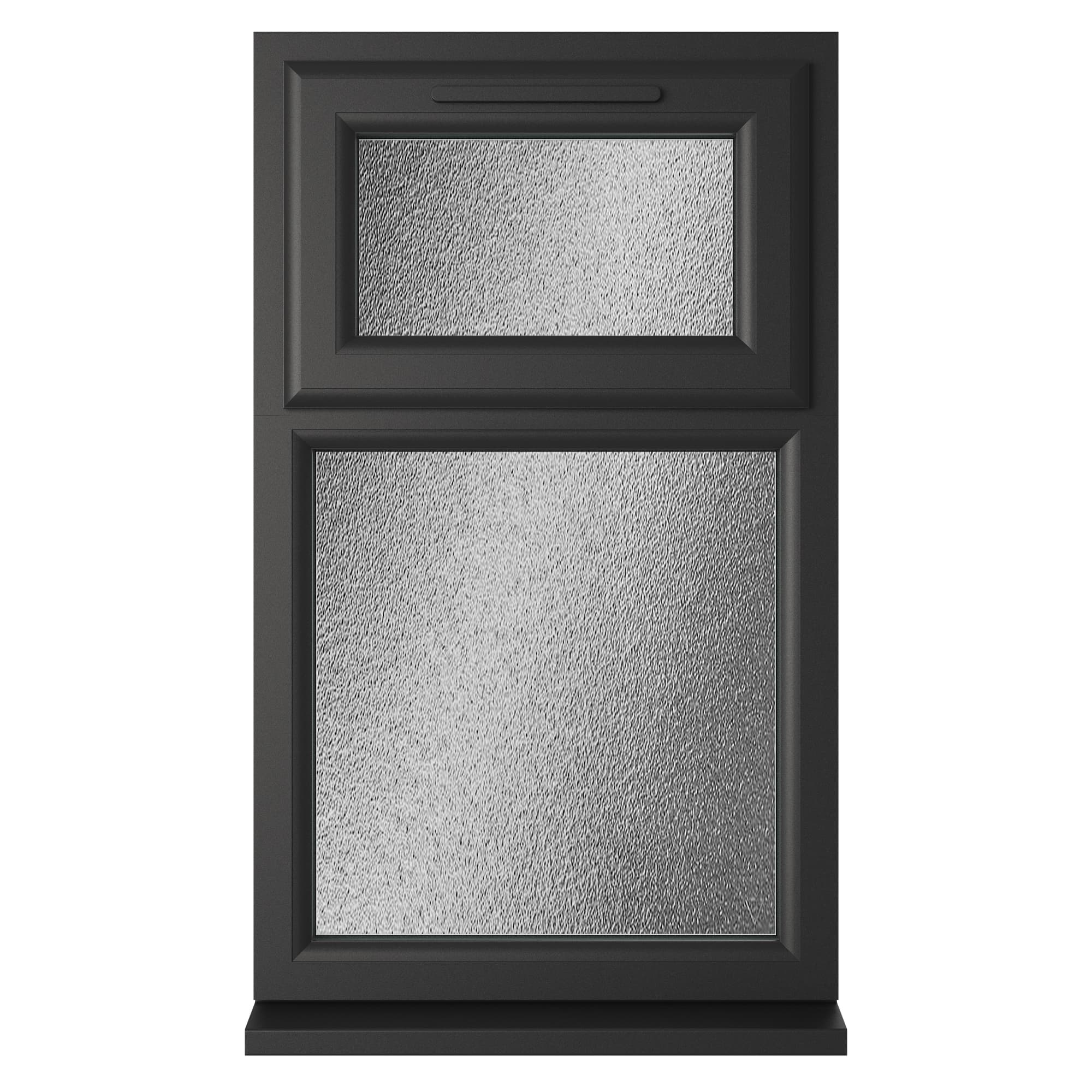 Crystal Double Glazed uPVC Window Black/White Top Hung 1115mm x 610mm Obscure