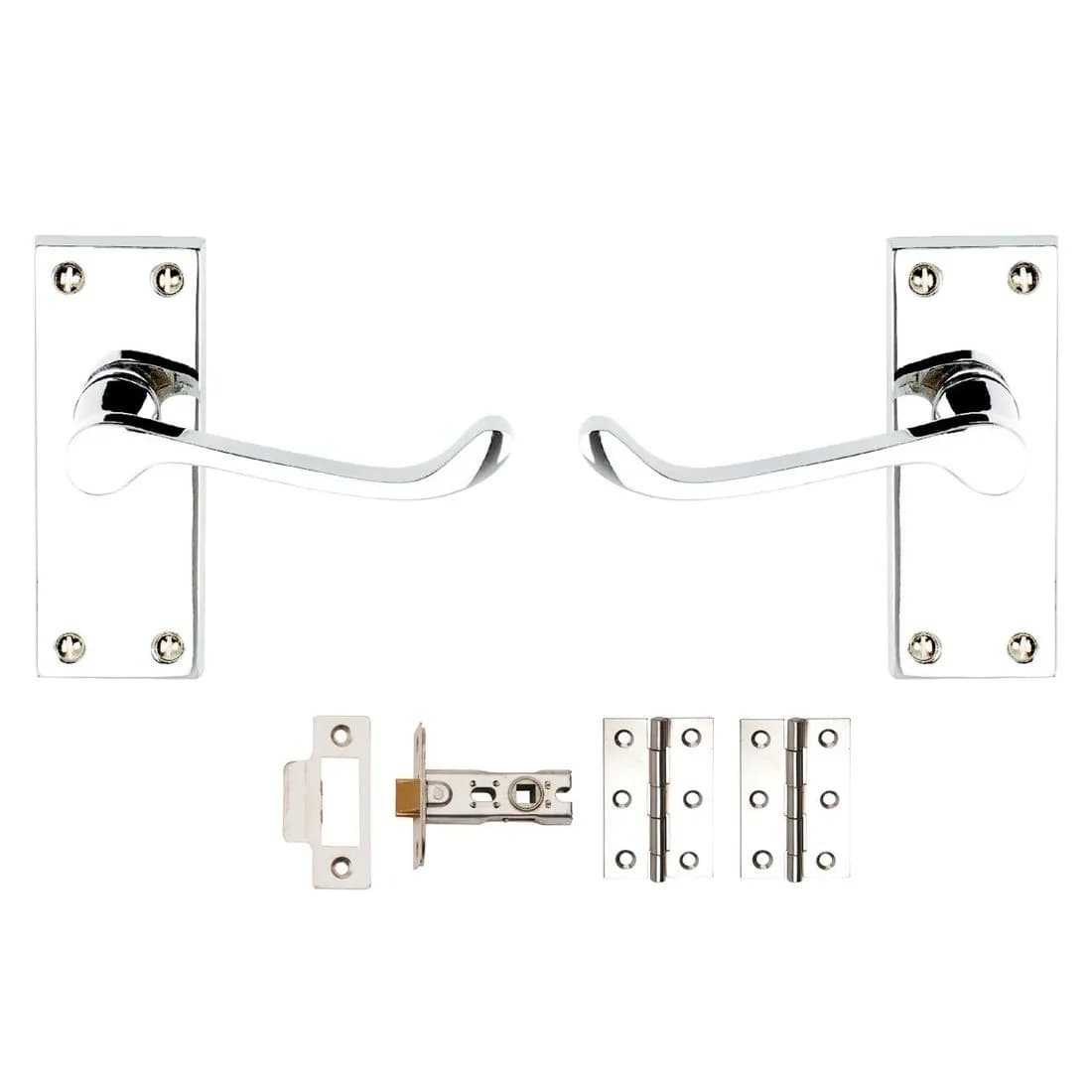 Vic Scroll Latch Door Pack Polished Chrome Contract