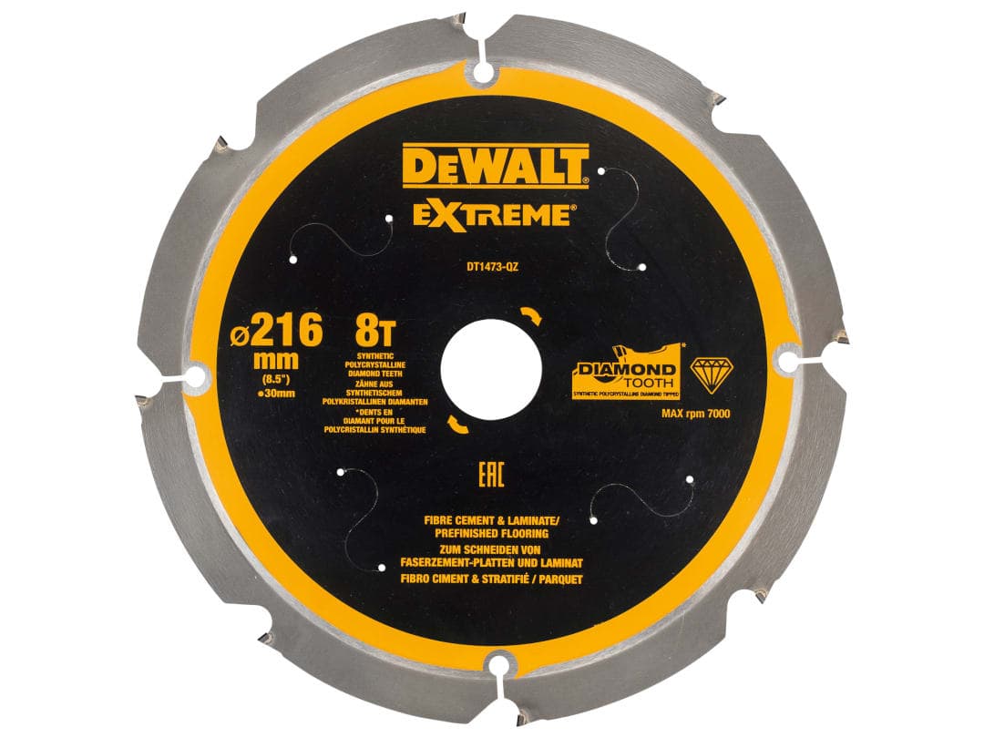 DEWALT Power Tools Extreme PCD Fibre Cement Saw Blade 216 x 30mm x 8T DT1473-QZ