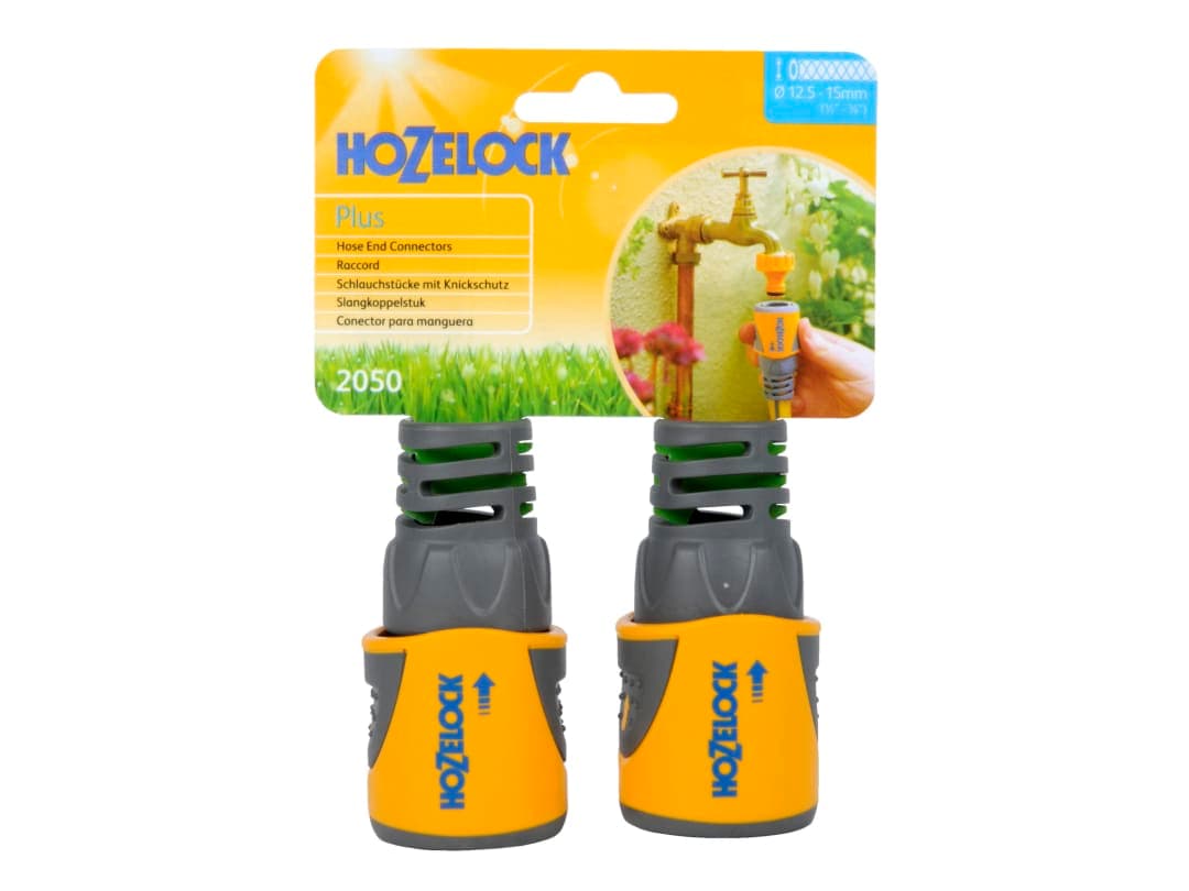 Hozelock 2050 Hose End Connector Plus for Ø12.5-15mm (1/2-5/8in) Hose (Twin Pack) 100-000-518