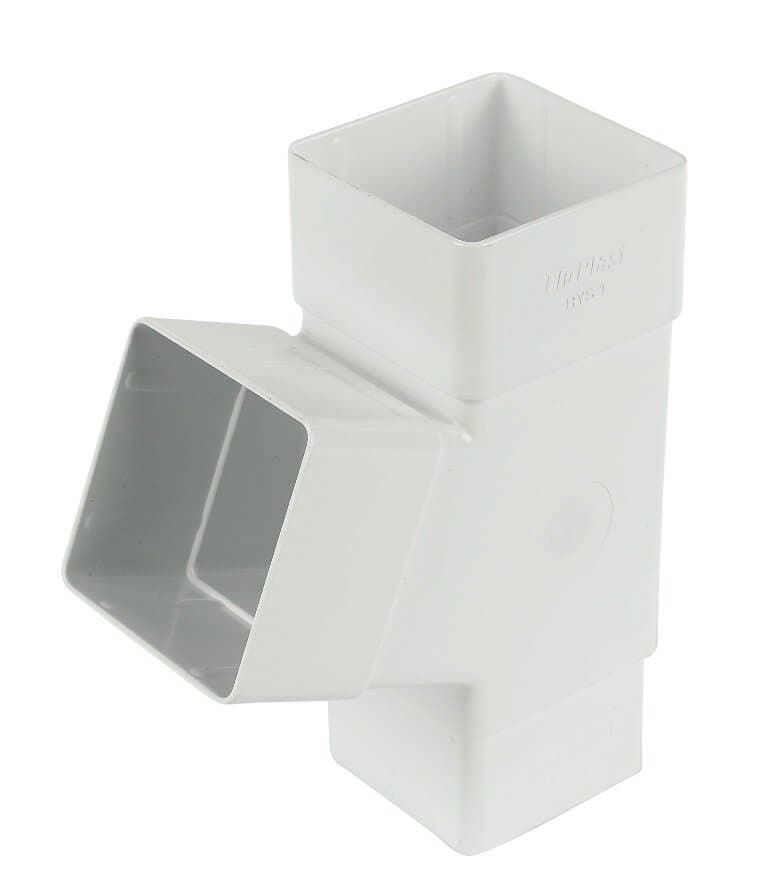FloPlast Square Downpipe Branch - 112 Degree x 65mm White