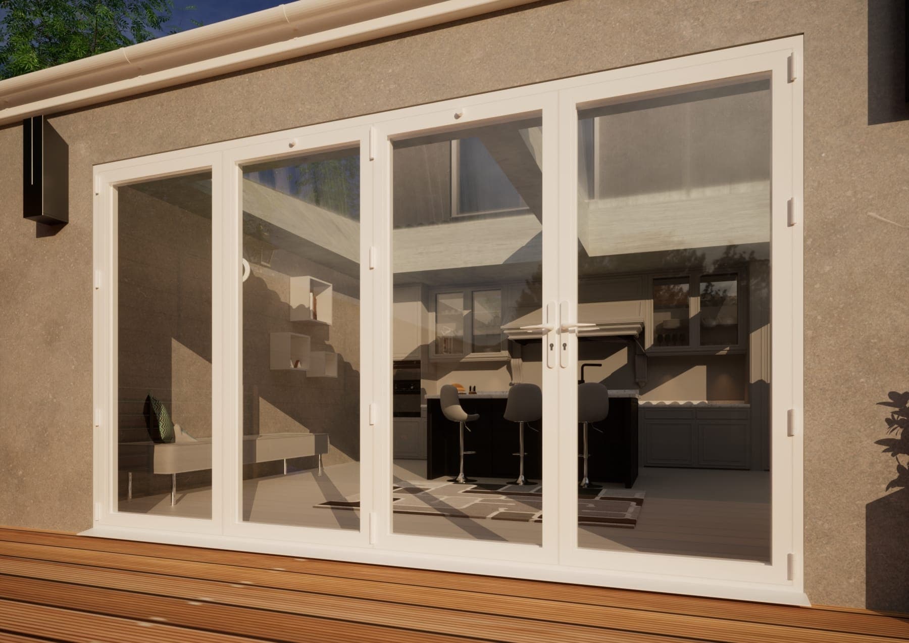 Aluminium Bifold Door Part Q Compliant - 3600mm White - 3 Left 1 Right