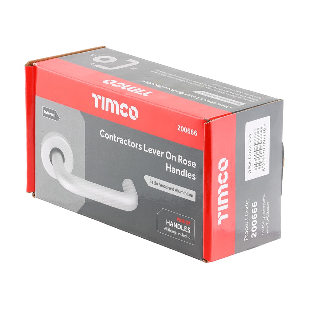 Timco Contractors Lever On Rose Set - Satin Anodised Aluminium Box 2 200666